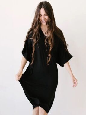 Dwell + Slumber Onyx Black Caftan Dress Medium / Large